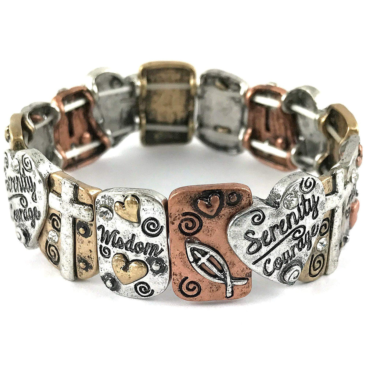 Western Serenity Courage Wisdom Prayer Bible Heart Cross Stretch