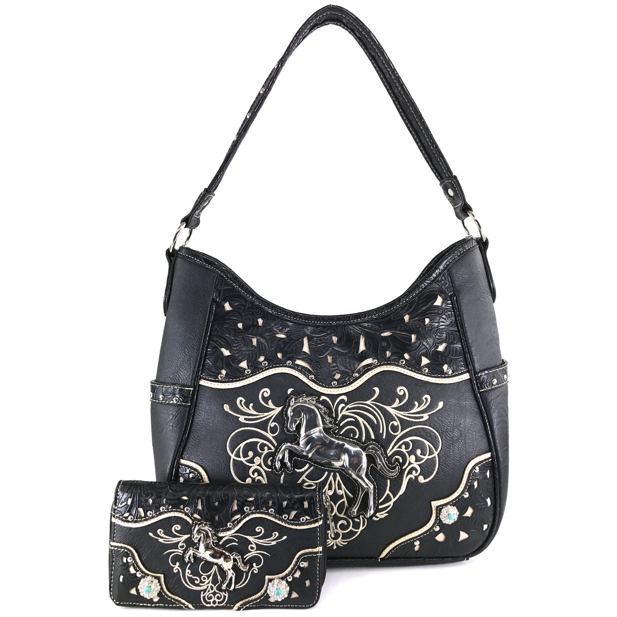 Zelris Western Rearing Horse Women's Tote Purse With Wallet Set - PU Leather Concealed Carry Bag - View #12