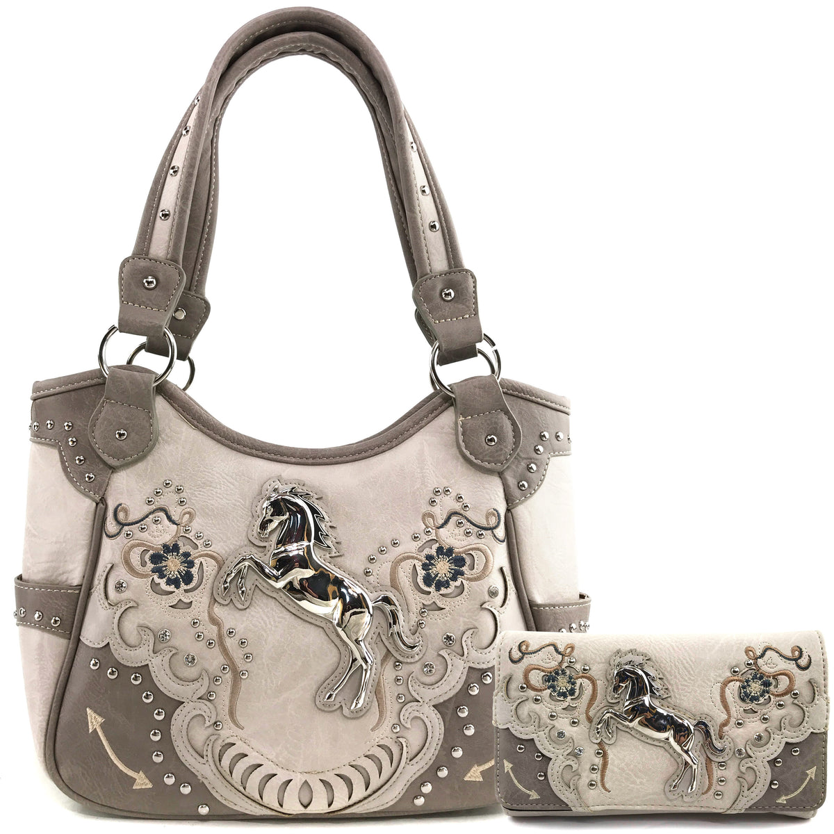 Zelris Floral Poppy Horse Western Tote Purse - Women's Concealed Carry Handbag Set - View #8
