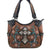 Justin West cross floral embroidery brown tote bag