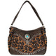Leopard Animal Print Concealed Carry Feather Concho Country Vintage Western Handbag Hobo Purse Wallet Set