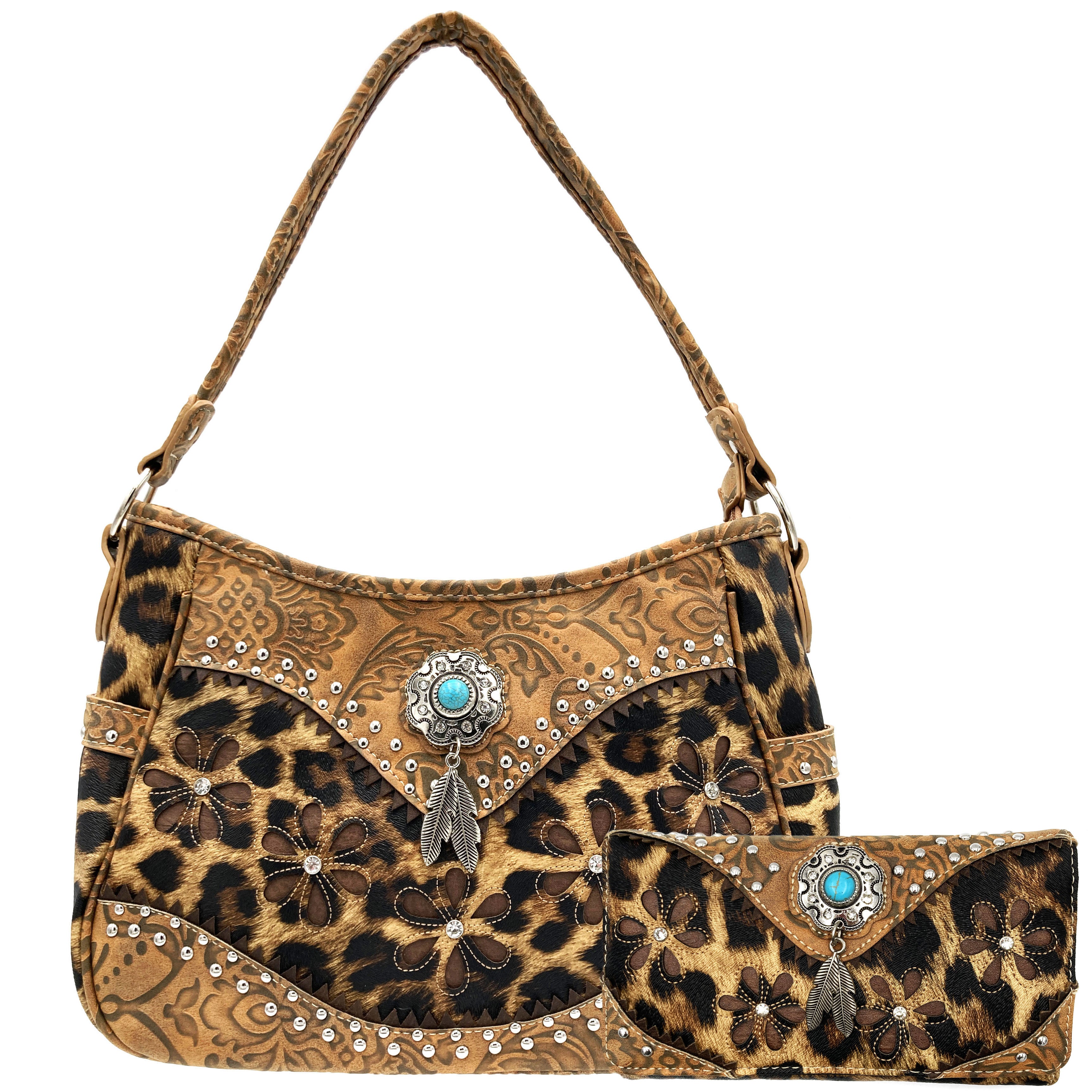 Leopard Animal Print Concealed Carry Feather Concho Country