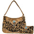 Leopard Animal Print Concealed Carry Feather Concho Country Vintage Western Handbag Hobo Purse Wallet Set