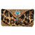 Leopard Animal Print Feather Concho Country Vintage Western Trifold Wallet