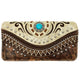 Western Carving Turquoise Concho Trifold Wallet