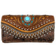 Western Carving Turquoise Concho Trifold Wallet