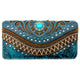 Western Carving Turquoise Concho Trifold Wallet