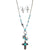 Turquoise Cross Pendant Charms Stones Rhinestone Chain Necklace Earrings
