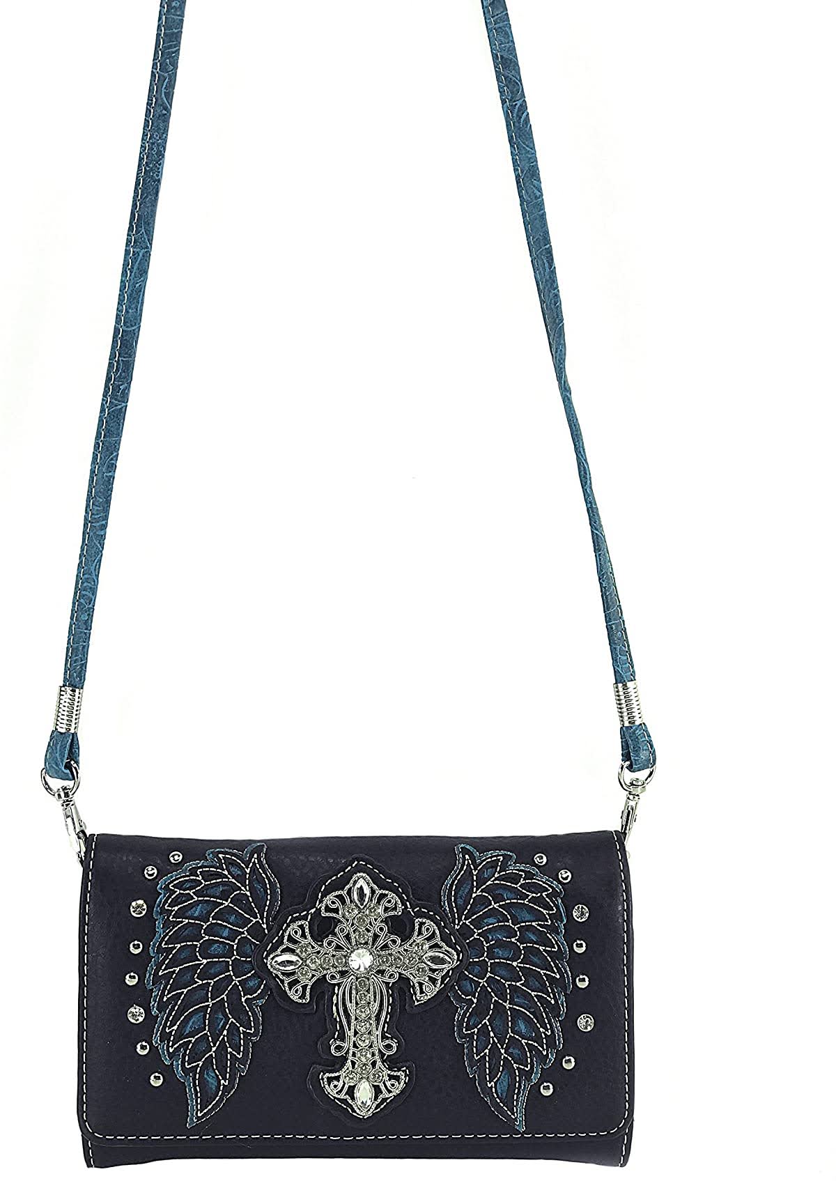 thumbnail image 2 of Western Cross Wings Rhinestone Concealed Carry Purse For Women – Handbag & Wallet Set 2 of 5