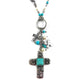 Turquoise Cross Pendant Charms Stones Rhinestone Chain Necklace Earrings