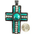 Western Tooled Turquoise Rhinestone Cross Magnetic Closure Pendant