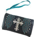 Plain Winged Rhinestone Cross Conceal Carry Trifold Wallet