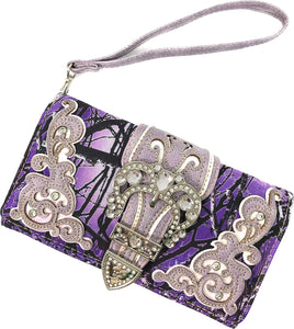 Camouflage Bling Shine Floral Buckle Wallet
