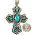 Western Tooled Turquoise Rhinestone Cross Magnetic Closure Pendant