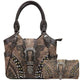 Clydesdale Buckle Studded Tooled Handbag Wallet Set