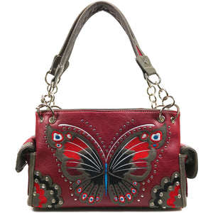 Peacock Butterfly Floral Embroidery Handbag