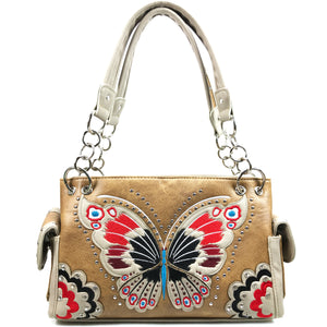 Peacock Butterfly Floral Embroidery Handbag