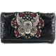 Original Sugar Skull Rose Wings Floral Carving Wallet