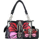 Abstract Butterfly Color Buckle Studded Handbag Wallet Set