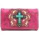 Original Cross Turquoise Floral Carving Wallet