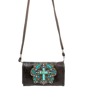 Original Cross Turquoise Floral Carving Wallet