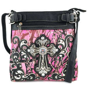 Camouflage Bling Shine Floral Cross Crossbody