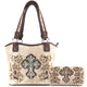 Floral Bloom Embroidery Concho Tote Purse Wallet