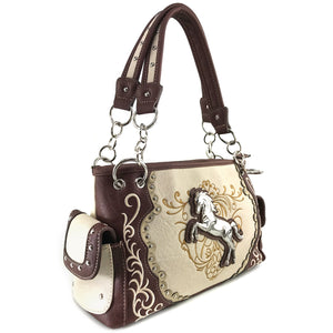 American Horse Floral Handbag