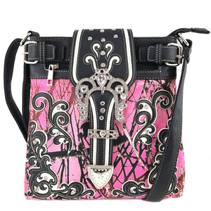 Camouflage Bling Shine Floral Buckle Crossbody