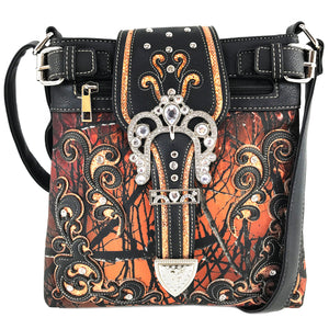 Camouflage Bling Shine Floral Buckle Crossbody