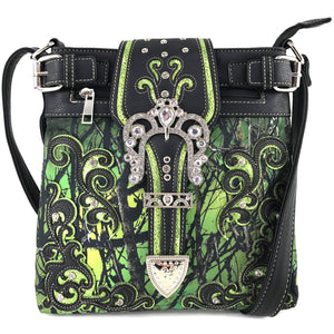 Camouflage Bling Shine Floral Buckle Crossbody