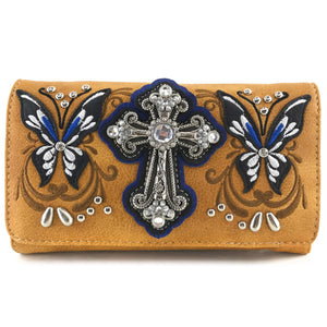 Swallowtail Butterfly Cross Studded Embroidery Wallet