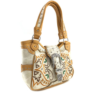 Spring Paisley Floral Buckle Tote Purse