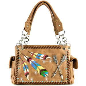 Colorful Native Feather Arrows Handbag