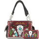 Longhorn Skull Feather Embroidery Handbag Wallet Set