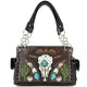 Longhorn Skull Feather Embroidery Handbag