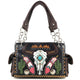 Longhorn Skull Feather Embroidery Handbag