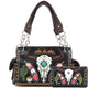 Longhorn Skull Feather Embroidery Handbag Wallet Set