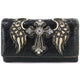 Cross Angel Wings Floral Imprint Wallet