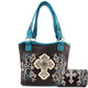 Floral Bloom Embroidery Concho Tote Purse Wallet