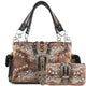 Damask Floral Embroidery Buckle Studded Handbag Wallet Set