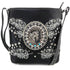 Damask Floral Embroidery Horse Studded Crossbody