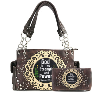 God is my Strength and Power Handbag Wallet Set