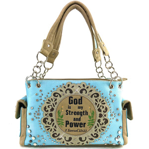 God is my Strength and Power Handbag