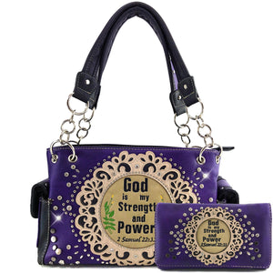 God is my Strength and Power Handbag Wallet Set