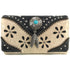Floral Tooled Turquoise Concho Wallet