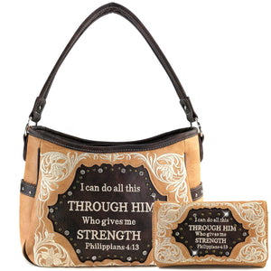 I Can Do This Through Him Who Gives Me Strength Hobo Bag Wallet Set