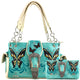 Swallowtail Butterfly Buckle Studded Embroidery Handbag Wallet Set