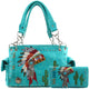 Indian Chieftain Headdress War Bonnet Embroidery Handbag Wallet Set