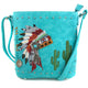 Indian Chieftain Headdress War Bonnet Embroidery Crossbody